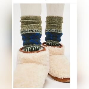 NWT Free People Cabin Ribbon Socks in Forest